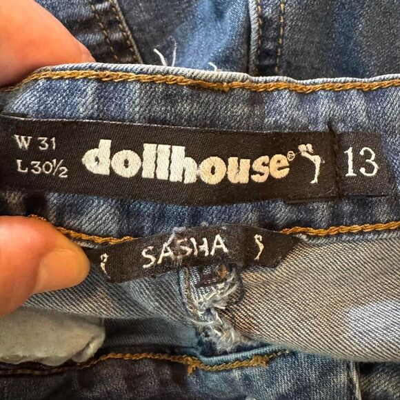 Dollhouse Juniors's Sasha mid rise Blue Bootcut Jeans - Picture 3 of 7